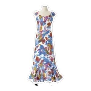 The Pyramid Collection Maxi Dress Mermaid Fishtail Blue Floral